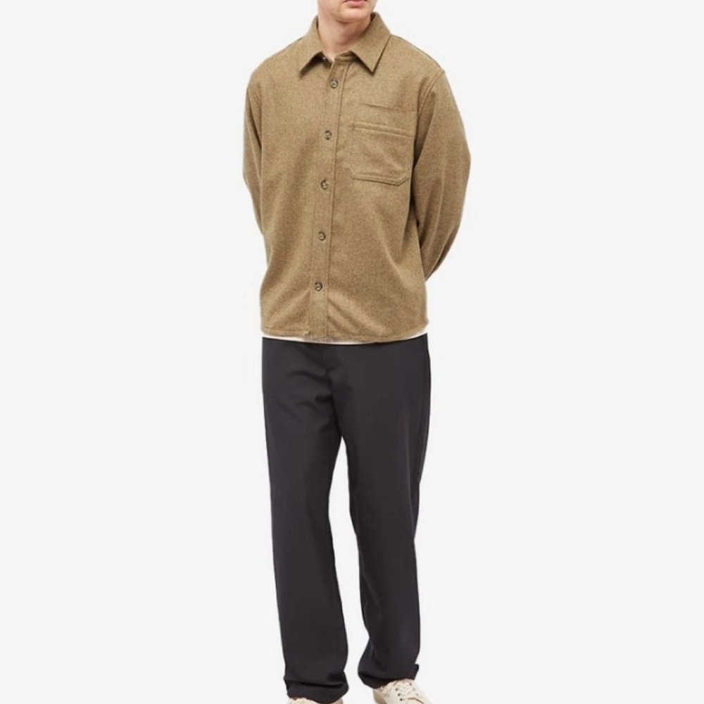 A.P.C. Men's Basile Wool Overshirt Shacket In Khaki Heather L - Picture 3 of 15